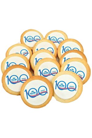 Custom printed company logo biscuit made with artisanal ingredients