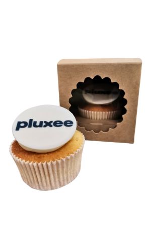 Cupcake d'entreprise personnalisé avec logo sous boite individuelle écologique en carton kraft