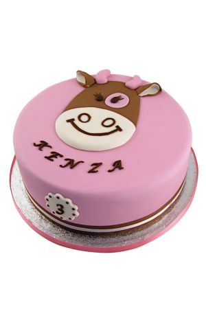 Gâteau d'anniversaire sur le thème Noukies Lola rose et marron.