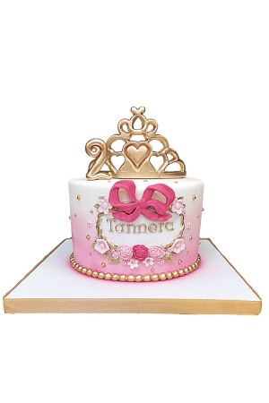 Pink crown birthday cake