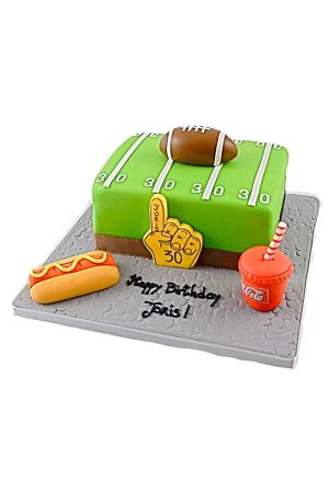An American Football birthday cake
