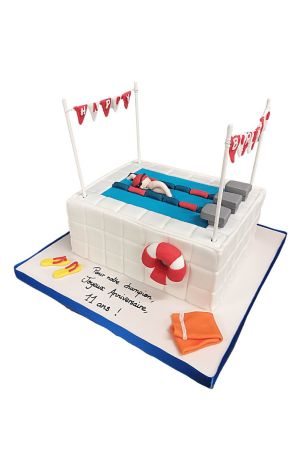 Swimming competition birthday cake