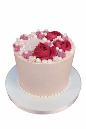 Pink buttercream birthday cake