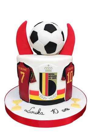 Red devils fan football cake