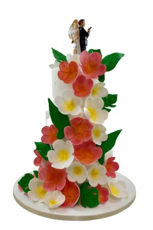 Exotische bloemen bruidstaart