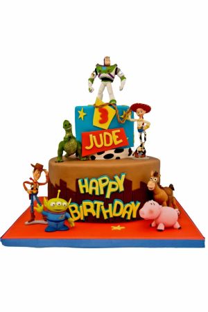 De Toy Story-bende op een heerlijke gelaagde taart