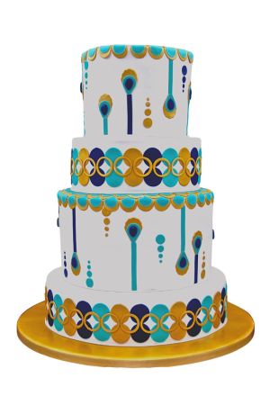 Gateau mariage art déco paon