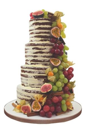Naked cake with autumn fruit