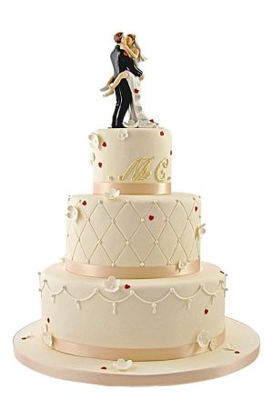Gâteau de mariage perles et coeurs