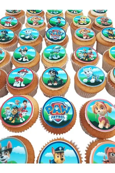 Lot de 12 décorations de cupcakes en forme de patte de chien à paillettes dorées pour