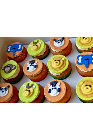2D jungle dieren cupcakes