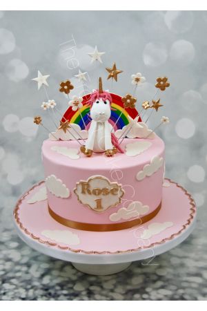 Pink unicorn birthday cake