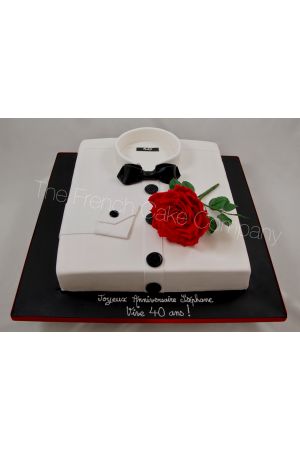 Shirt and bow tie cake