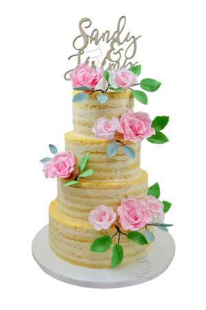 Gâteau mariage naked cake roses