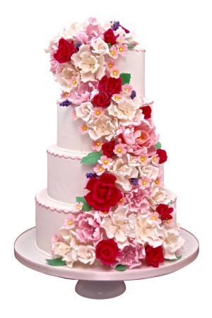 Gâteau de mariage fleurs champêtres