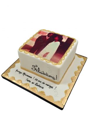 Gold wedding anniversary cake