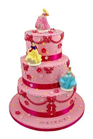 3 tier princess pink cake