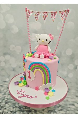 Gâteau anniversaire Hello Kitty rose