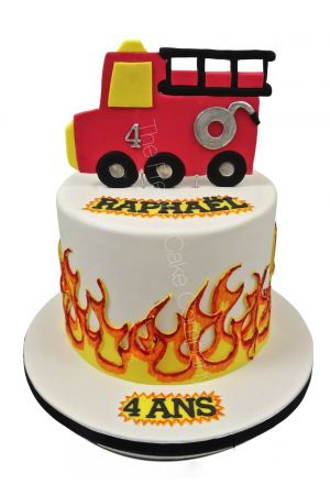 Gâteau anniversaire camion pompier french