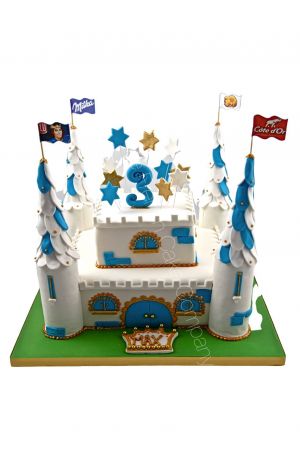 Middeleeuws kasteel versierde taart