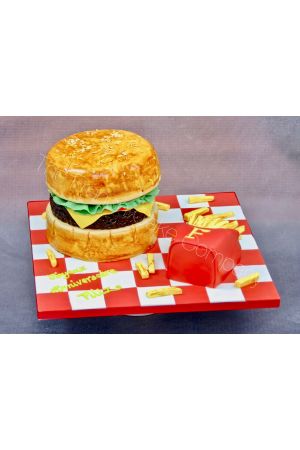 Gâteau hamburger et frites