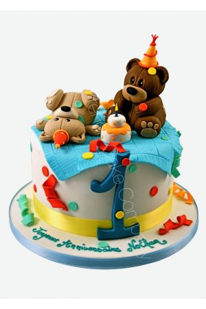 2 teddyberen verjaardagstaart