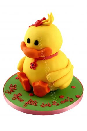 Gâteau anniversaire canard jaune