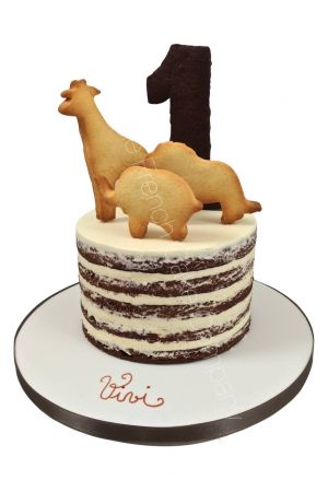 Jungle animals cookies naked cake