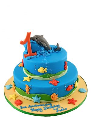 Dolphin tiered cake