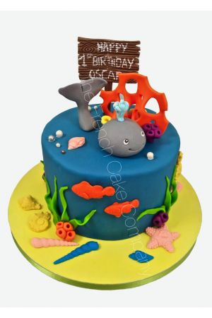 Gâteau thème poissons et baleine