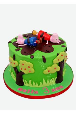 Messy Peppa pig birthday cake
