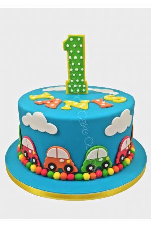 Little cars birthday cake
