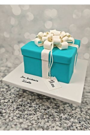 Gâteau cadeau  thème Tiffany
