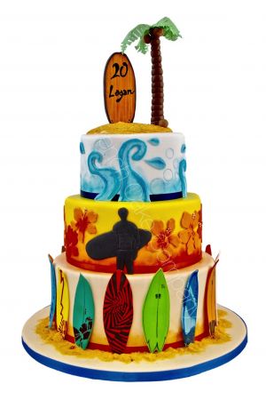 surfer birthday cake