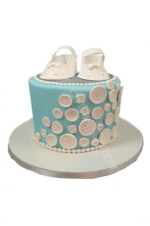 Buttons and Booties blue baby cake
