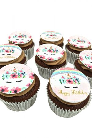 Unicorn themed birthday cupcakes