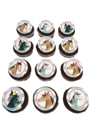 Printed horse riding cupcakes