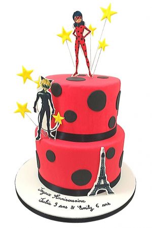 Ladybug and Cat Noir tiered cake