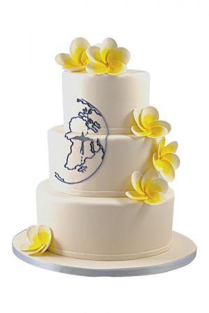 Frangipani flowers wedding cake