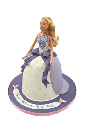 Barbie doll purple birthday cake