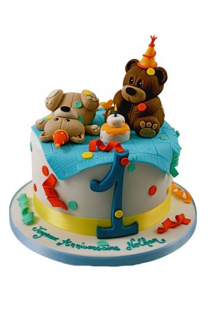 2 teddyberen verjaardagstaart