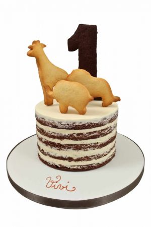 Jungle animals cookies naked cake