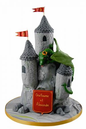 Middeleeuws kasteel versierde taart