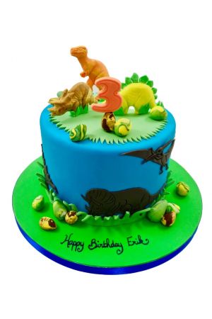 Dinosaurusthema verjaardagstaart 