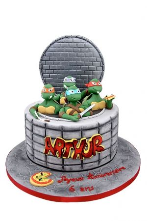 Ninja Turtles versierde taart