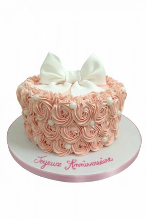 Pale pink buttercream birthday cake