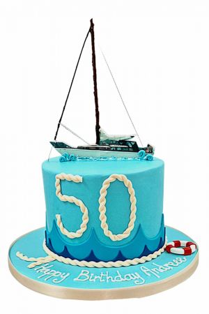 Yacht sailing birthday cake