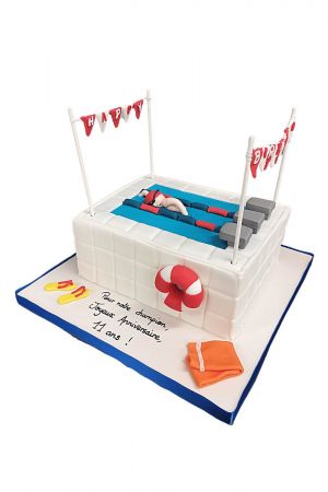 Zwemwedstrijd verjaardagstaart