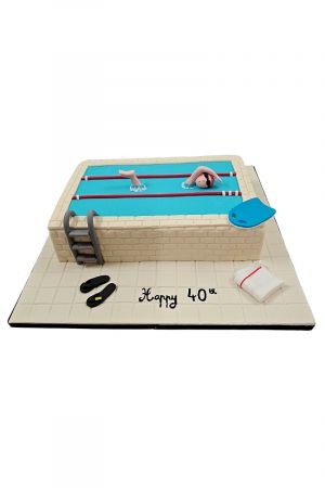 Gâteau thème piscine natation