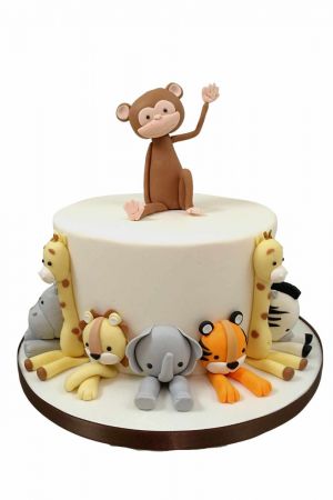 Gâteau adorable animaux de la jungle